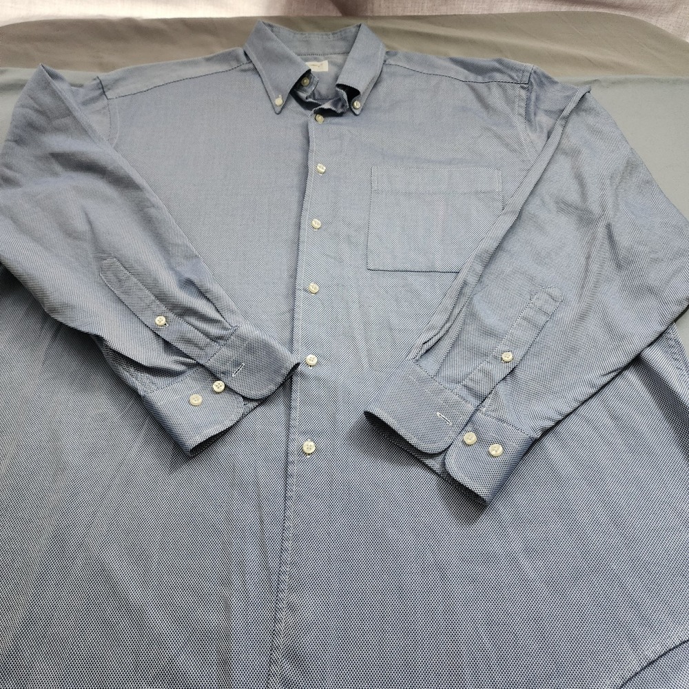 Tweed‎ Peacock Blue White Button Down Micro Checkered Mens 100% Cotton XL EUC